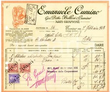 1942 TORINO - Emanuele CUMINO corso Napoli 14 - Arti grafiche (3) - Fattura