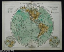 GLOBO TERRESTRE OCCID.TOPOGR.Stampa Antica.RARITA'.1893