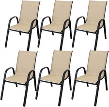 Set Di 6 Sedie Impilabili Da Giardino in Metallo, Textilene