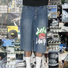 Jorts ECKO UNLTD. W29 IT39 Uomo Shorts Jeans Loose Y2k Patch Denim Pinocchietto