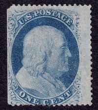 US Scott 24, 1857 Franklin, 1c