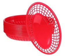 Set da 50 Cestini ovali in plastica rossa per ristoranti