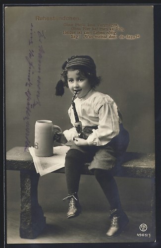 Cartolina bambino con pipa - , e