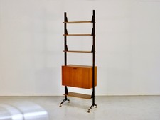 Libreria modulare italiana vintage modernariato  in teak e acciaio.