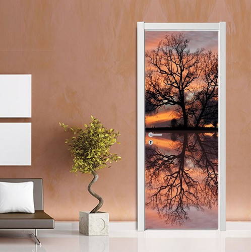 Adesivi murali porta alberi - porta, 3d