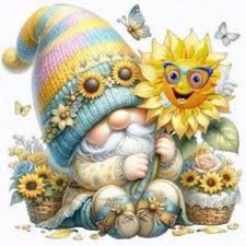 Pittura diamantata 5D girasole gnomo trapano tondo completo 30 cm x 30 cm