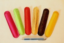 Porta penna vera pelle artigianale custodia penna fatta mano italy(x1)