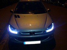 FARI ANTERIORI  PEUGEOT 206 DAYLINE A LED DIURNI NERI O  CROMO DAL 1998 -07/2006