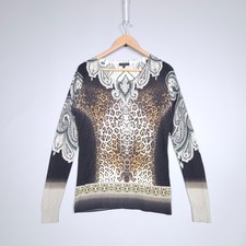 Maglione Etro seta misto cashmere leopardato stampa paisley IT 44/M doveri pagati (USA)