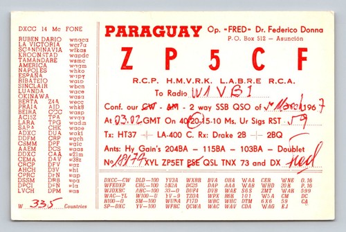 Radioamatore qsl zp5cf - qsl,