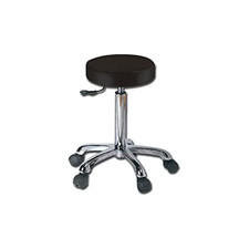 - Sgabello Con Seduta Imbottita in Finta Pelle Ø 34 Cm, Altezza Regolabile, Nero