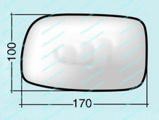 VETRO SPECCHIO RETROVISORE PER