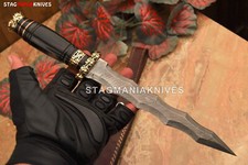 Coltello pugnale Kris sopravvivenza outdoor caccia acciaio damascato forgiato a mano premium 