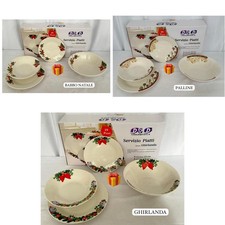 Servizio piatti 19 pz con decoro natalizio D&D 6 fondi+6 piani+6 frutta