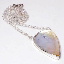 Ciondolo catena gioielli moda fatto a mano con pietra preziosa madreperla...