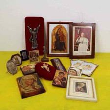 lotto di articoli religiosi vintage, madonne con bambino, angeli, 15 pezzi