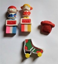 GOMMINE Vintage - Jack & Jill Roller Skate Telephone - 80s - 4 Retro ERASERS! 