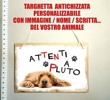 attenti al cane PERSONALIZZABILE foto nome targa legno cartello cucciolo insegna