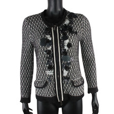 Twinset Simona Barbieri Cardigan Donna Nero Bianco Paillettes Maglia Zip M/L