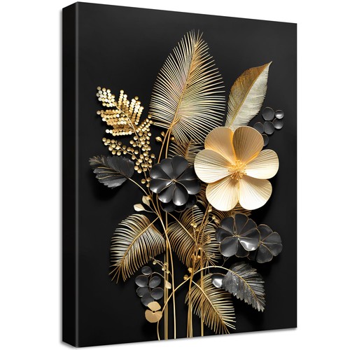 Fiori oro nero quadri - 3d,