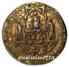 SIGILLO UNIVERSITÁ MAESTRI PARIGINI MEDAGLIONE BRONZO DORATO