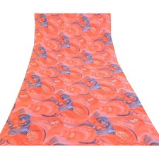 Sari indiani rosa sanscriti vintage georgette stampato sari artigianale...