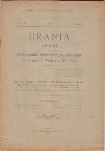 Urania rivista 1922 anno xi - urania,,