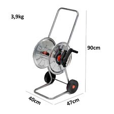 Carrello Avvolgitubo da Giardino Portatile 50 MT Carrellino Avvolgi ACCIAIO ZINC