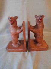 WOODEN BLACK FOREST BEAR BOOKENDS ANNI 50 FERMALIBRI LEGNO ORSO FORSTA NERA 