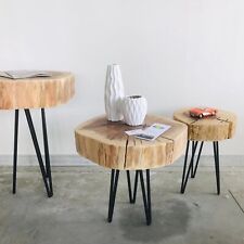 Tavolino rotondo INDUSTRIAL in tronco a fette da 13cm diametri variabili 30/50cm