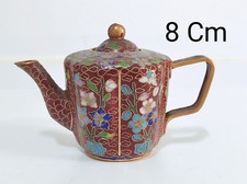 Teiera cinese cloisonne H. 7,5 cm miniatura the tè vintage arte cina orientale