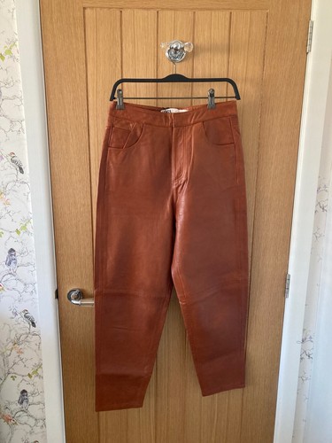 Pantalone pelle zara marrone - pantalone,