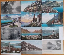 SVIZZERA - 9 ANTICHE CARTOLINE DEL LAGO DI LUGANO - PICCOLO FORMATO, BASSO COSTO