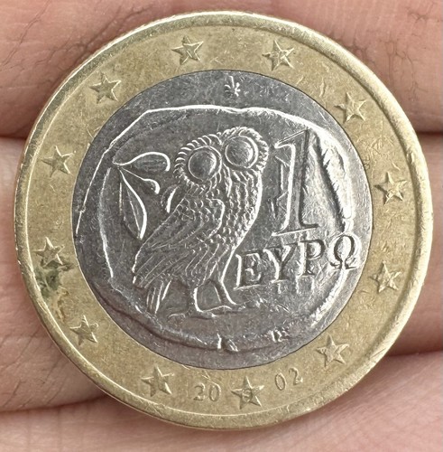 Moneta euro gufo grecia 2002 - euro,