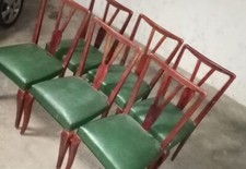 6 sedie anni 50 eleganti in legno di faggio. Sostegno a molla