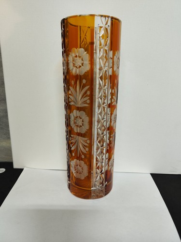 Vaso cristallo ambra molato - cristallo, a