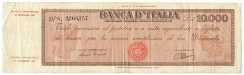 10000 lire titolo provvisorio - 10000,
