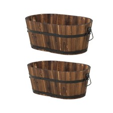 Fioriera a botte in legno