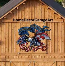 Bandiera USA Eagle American Heritage, insegna artistica patriottica in metallo, forma ritaglio personalizzata