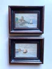 COPPIA Gino Tassinari dipinti olio su legno originali firmati e incorniciati barche