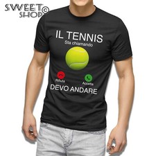 T-shirt maglietta TENNIS STA CHIAMANDO UOMO BAMBINO PLAYER SPORT  IDEA REGALO