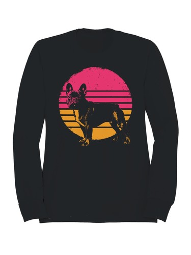 Retro french bulldog sunset - retro,