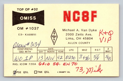 Ham radio qsl nc8f lima - radio,