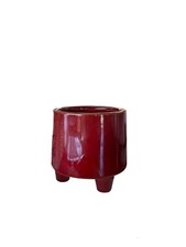 VASO PORTA PIANTA IN CERAMICA DI COLORE ROSSO  SMALTATO LUCIDO 12CM DI DIAMETRO