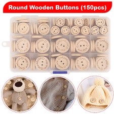 150pcs Bottoni IN Legno Fatto