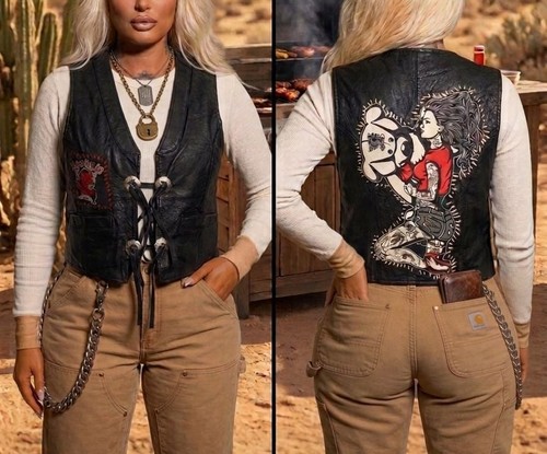 Gilet pelle vintage - , taglia