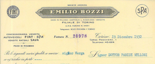 Torino fattura per una fiat - torino.,