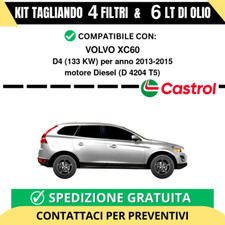 Tagliando per VOLVO XC60 D4 133 kw - 6 Lt di Castrol + 4 Filtri anno 2013-2015