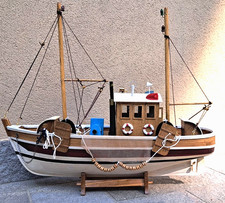 MODELLINO BARCA DA PESCA MARE ADRIATICO in LEGNO ARREDO MARINO MOTOPESCA Cm. 45