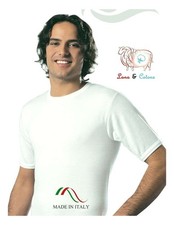 Maglia Intima Uomo Lana Cotone Maglia Girocollo Invernale Manica Corta Calda